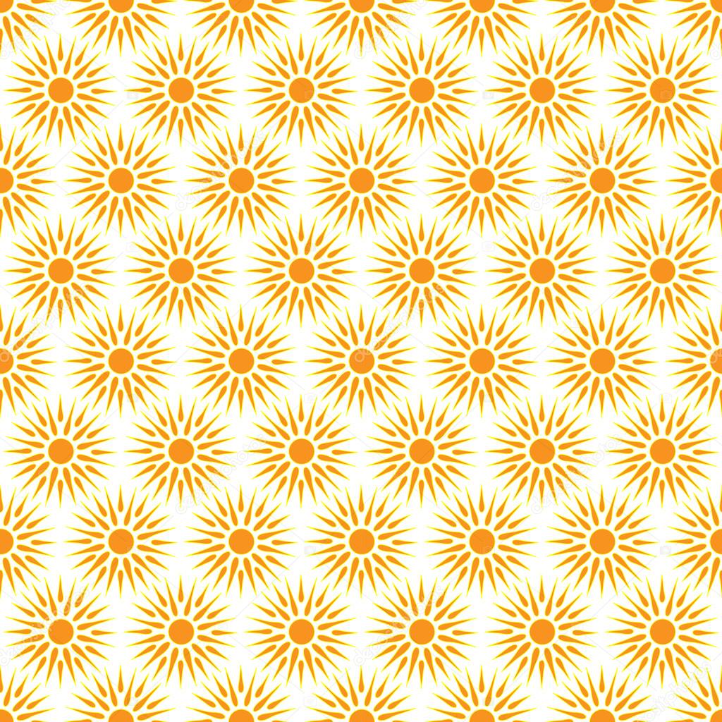 Cute seamless vector pattern of sun