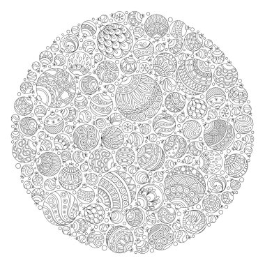 Boyama kitabı için desen. Noel çizilmiş dekoratif eleme