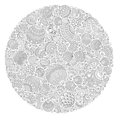 Boyama kitabı için desen. Noel çizilmiş dekoratif eleme