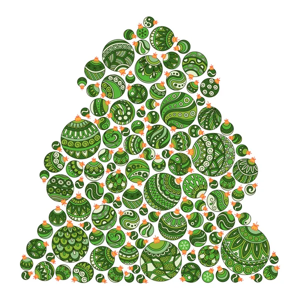 Christmas tree of Christmas balls .Card poster banner. — Stockový vektor