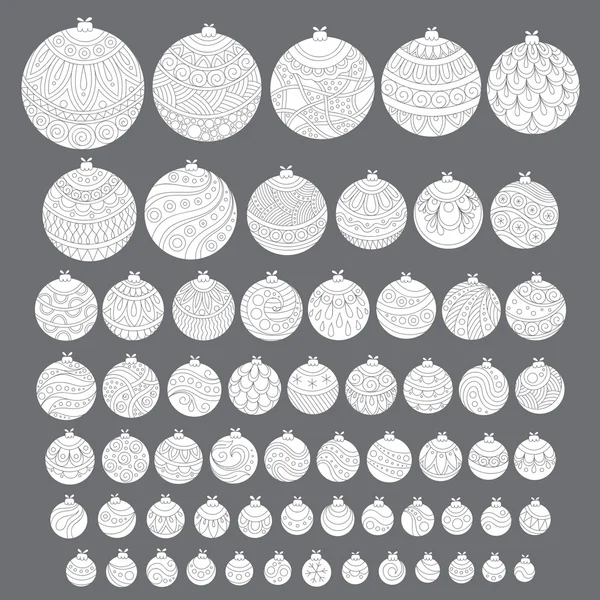 Set de boules de Noël dessinées à la main — Image vectorielle
