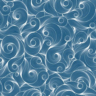 Doodle seamless blue background.