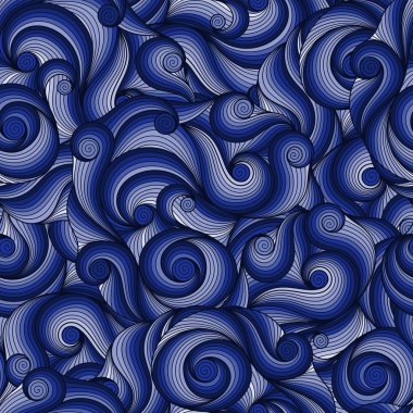 Doodle seamless blue background.