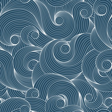 Doodle seamless blue background.
