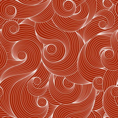 Seamless brown abstract hand-drawn pattern, waves background.