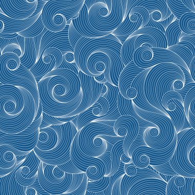 Doodle seamless blue background.