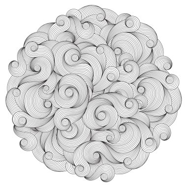 Black and white circle wave ornament, ornamental round lace desi
