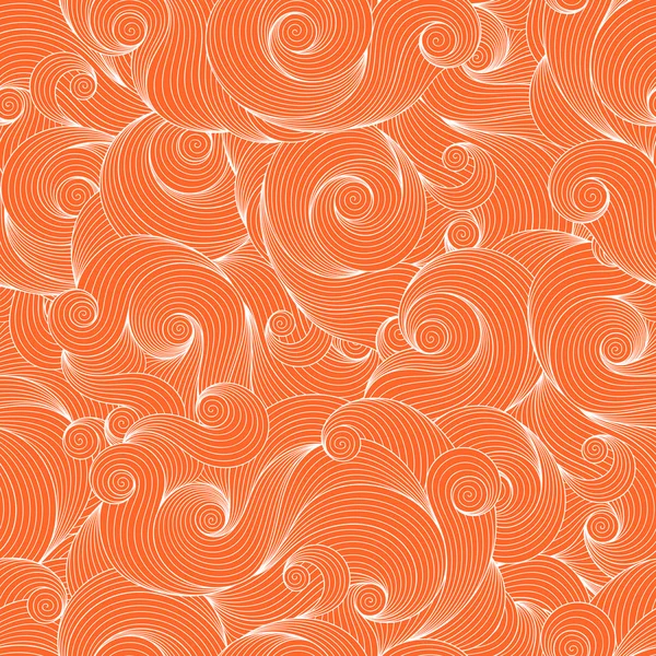 Seamless orange abstract hand-drawn pattern, waves background. — Stock Vector