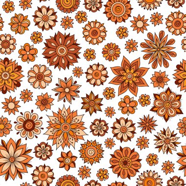 Vektör sorunsuz çiçek desenli çiçek ve yaprakları ile