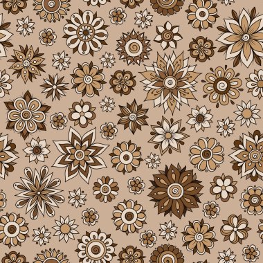 Vektör sorunsuz çiçek desenli çiçek ve yaprakları ile