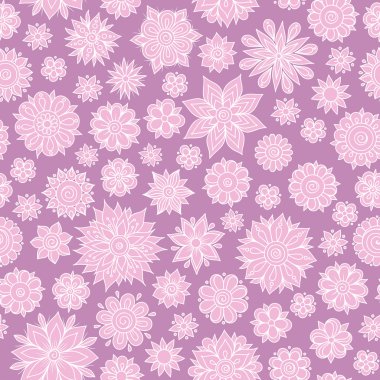 Vektör sorunsuz çiçek desenli çiçek ve yaprakları ile