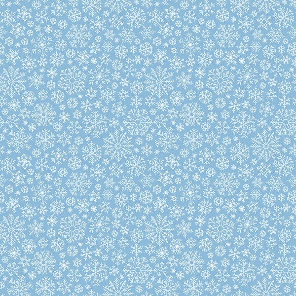 Modèle de doodle sans couture de Noël avec des flocons de neige — Image vectorielle