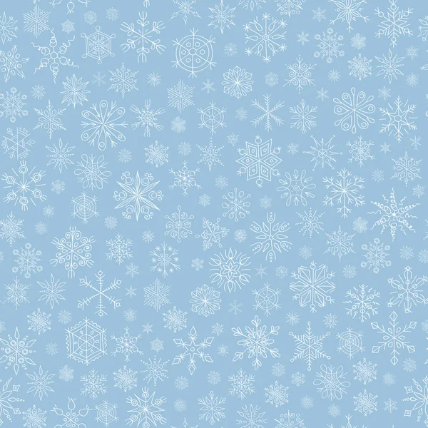 Modèle de doodle sans couture de Noël avec des flocons de neige — Image vectorielle