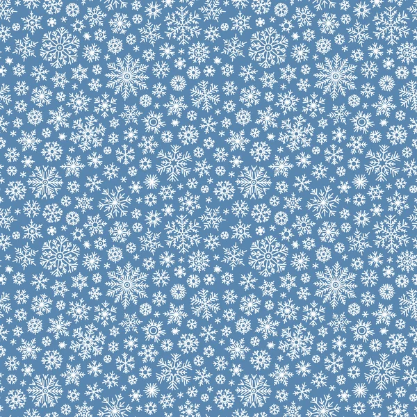 Modèle de doodle sans couture de Noël avec des flocons de neige — Image vectorielle