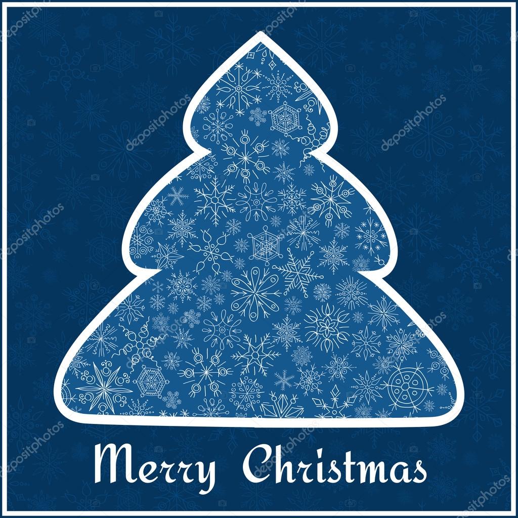 Illustrazione Albero Di Natale Stilizzato Blu Albero Di