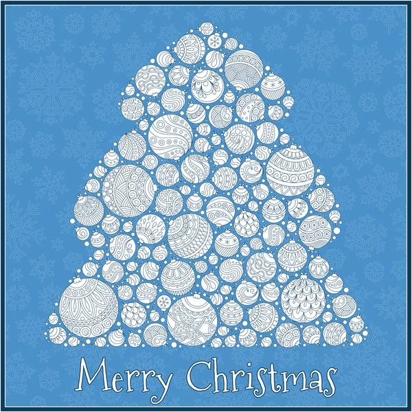 Χριστουγεννιάτικη κάρτα χριστουγεννιάτικο δέντρο από μπάλες εικονογράφηση. — Διανυσματικό Αρχείο