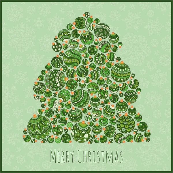 ボールの図からのクリスマス カード クリスマス ツリー. — ストックベクタ