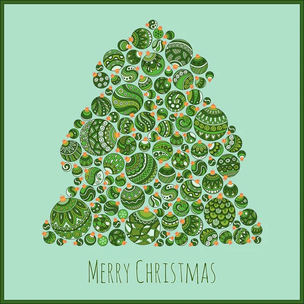 Cartão de Natal. Árvore de Natal de bolas ilustração . — Vetor de Stock