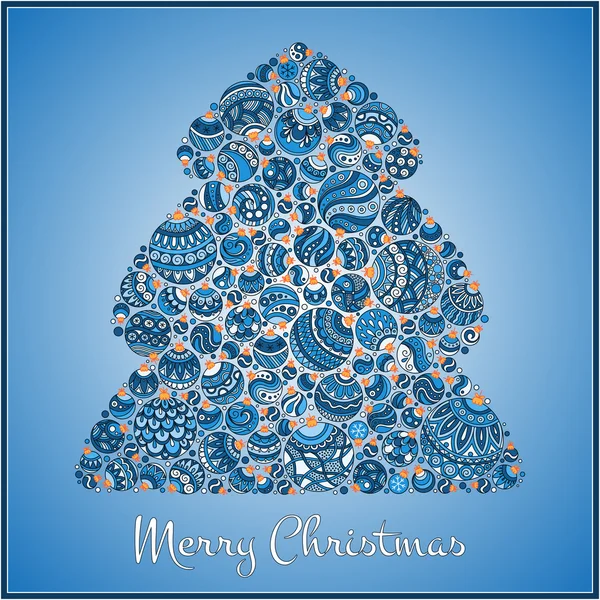 Χριστουγεννιάτικη κάρτα χριστουγεννιάτικο δέντρο από μπάλες εικονογράφηση. — Διανυσματικό Αρχείο