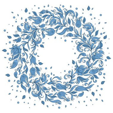 Çiçek çelenk ile çizilmiş süsleme el