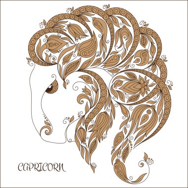 Kitap Zodyak Oğlak takımyıldızında bulunur boyama için elle çizilmiş desen