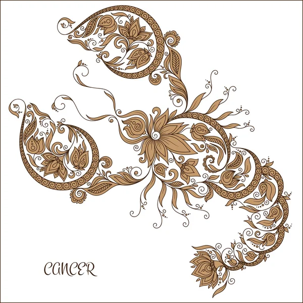 Modello disegnato a mano per libro da colorare zodiaco Cancro . — Vettoriale Stock