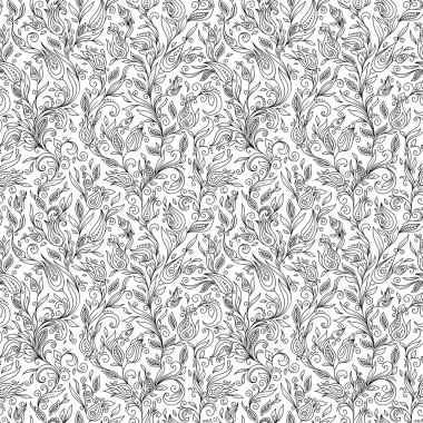 Boyama kitabı için desen. Floral, retro, doodle tasarım öğesi