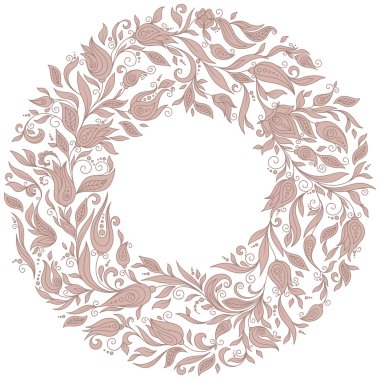 Çiçek çelenk ile çizilmiş süsleme el