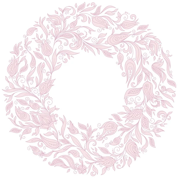 Ornamento disegnato a mano con corona floreale — Vettoriale Stock
