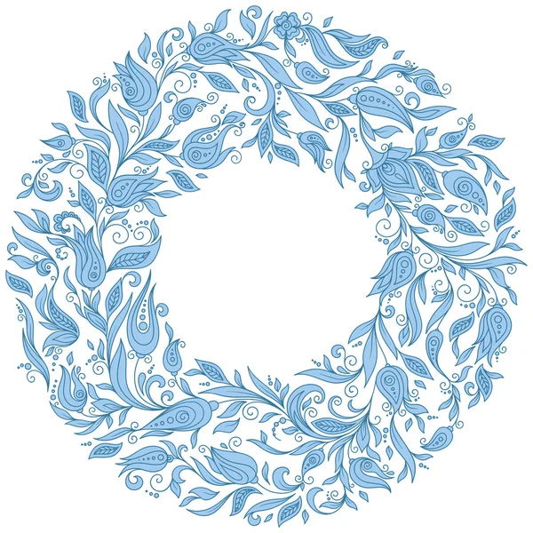 Ornamento dibujado a mano con corona floral — Archivo Imágenes Vectoriales