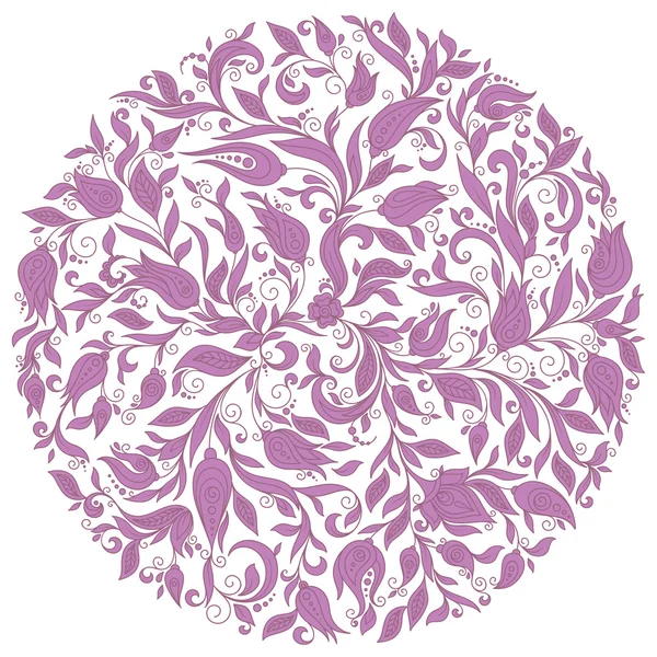 Sfondo floreale vettoriale. Ornamento disegnato a mano con corona floreale — Vettoriale Stock