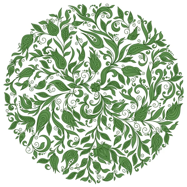 Fondo floral vectorial. Ornamento dibujado a mano con corona floral — Archivo Imágenes Vectoriales