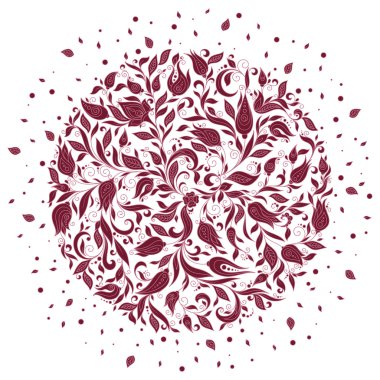 Vektör çiçek arka plan. Çiçek çelenk ile çizilmiş süsleme el