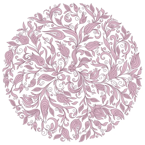 Fondo floral vectorial. Ornamento dibujado a mano con corona floral — Archivo Imágenes Vectoriales