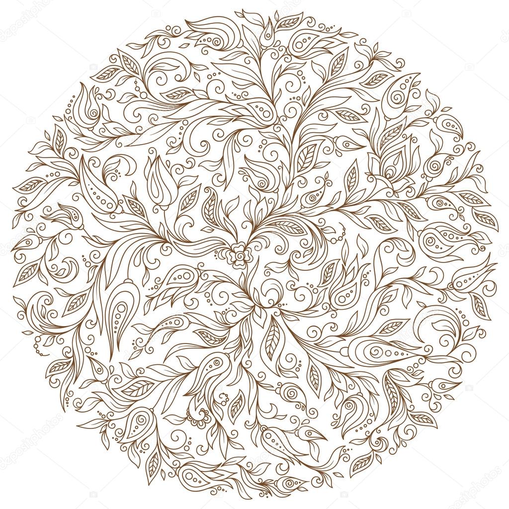 Vector Floral Background. Hand Drawn Ornament with Floral Wreath