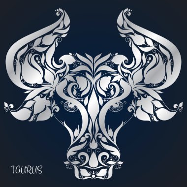 Toros. Astroloji burç. Elle çizilmiş stili.