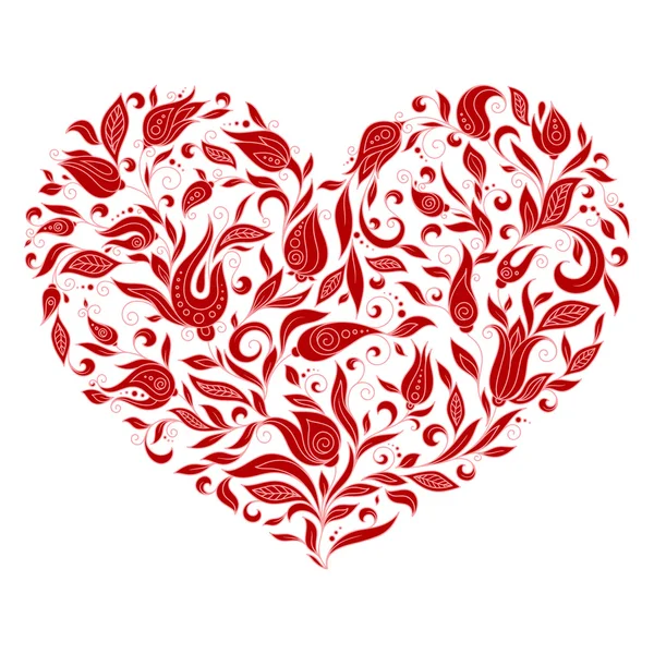 Красивый силуэт сердца кружевных цветов — стоковый вектор