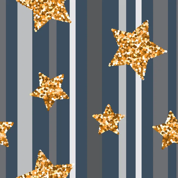 Patrón sin costuras con estrellas de brillo de oro — Archivo Imágenes Vectoriales