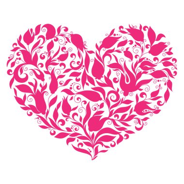 güzel dantel çiçekler kalbinde silüeti