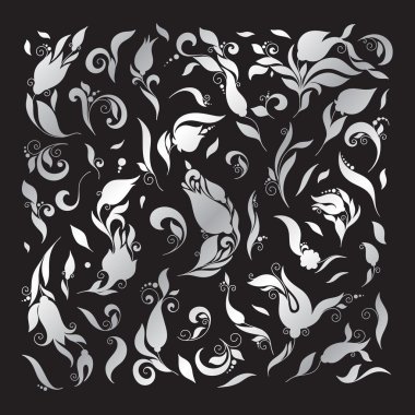 Silver vector elements on dark background