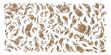 Henna floral tattoo doodle vector elements on white background