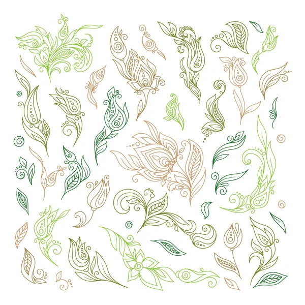 Henna floral tattoo doodle vector elements on white background — Διανυσματικό Αρχείο