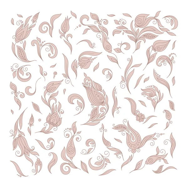 Henna tatuaje floral doodle vector elementos sobre fondo blanco — Vector de stock