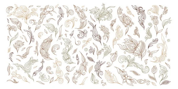 Henna tatuaje floral doodle vector elementos sobre fondo blanco — Archivo Imágenes Vectoriales