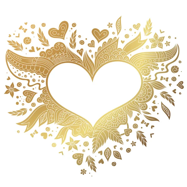 Saludo elementos corazón de oro para el diseño. Ilustración vectorial . — Vector de stock