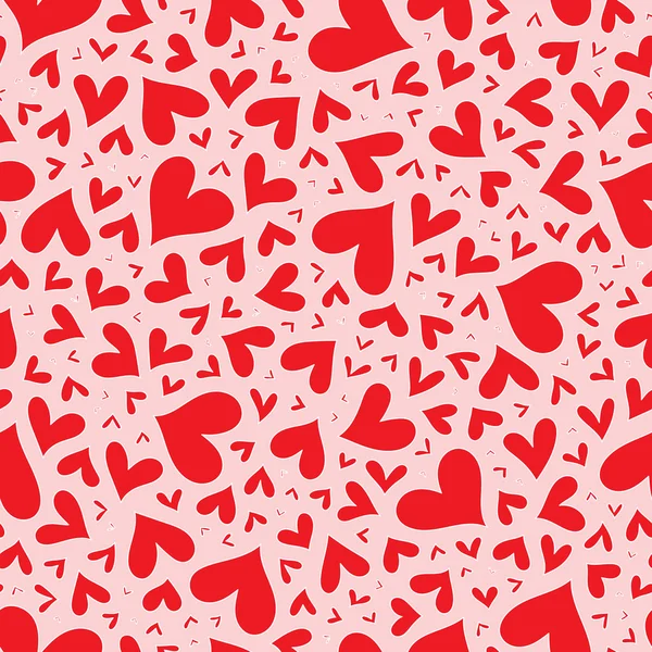 Red hearts seamless pattern. Valentine's day vector. — Stock Vector
