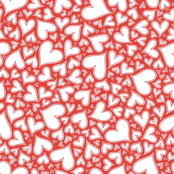 红色的心无缝模式。情人节那天矢量. — 图库矢量图片