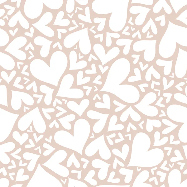 Valentine seamless stylish beige pattern with hearts. — Stock Vector