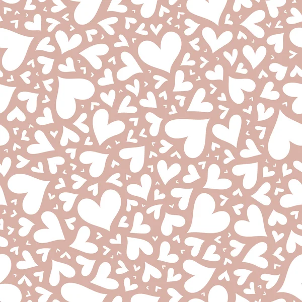 Motivo beige elegante senza cuciture di San Valentino con cuori . — Vettoriale Stock