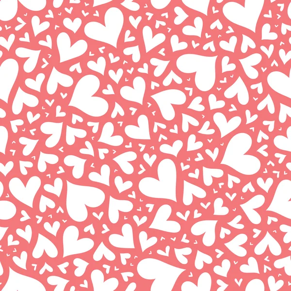 Red hearts seamless pattern. Valentine's day vector. — Stock Vector